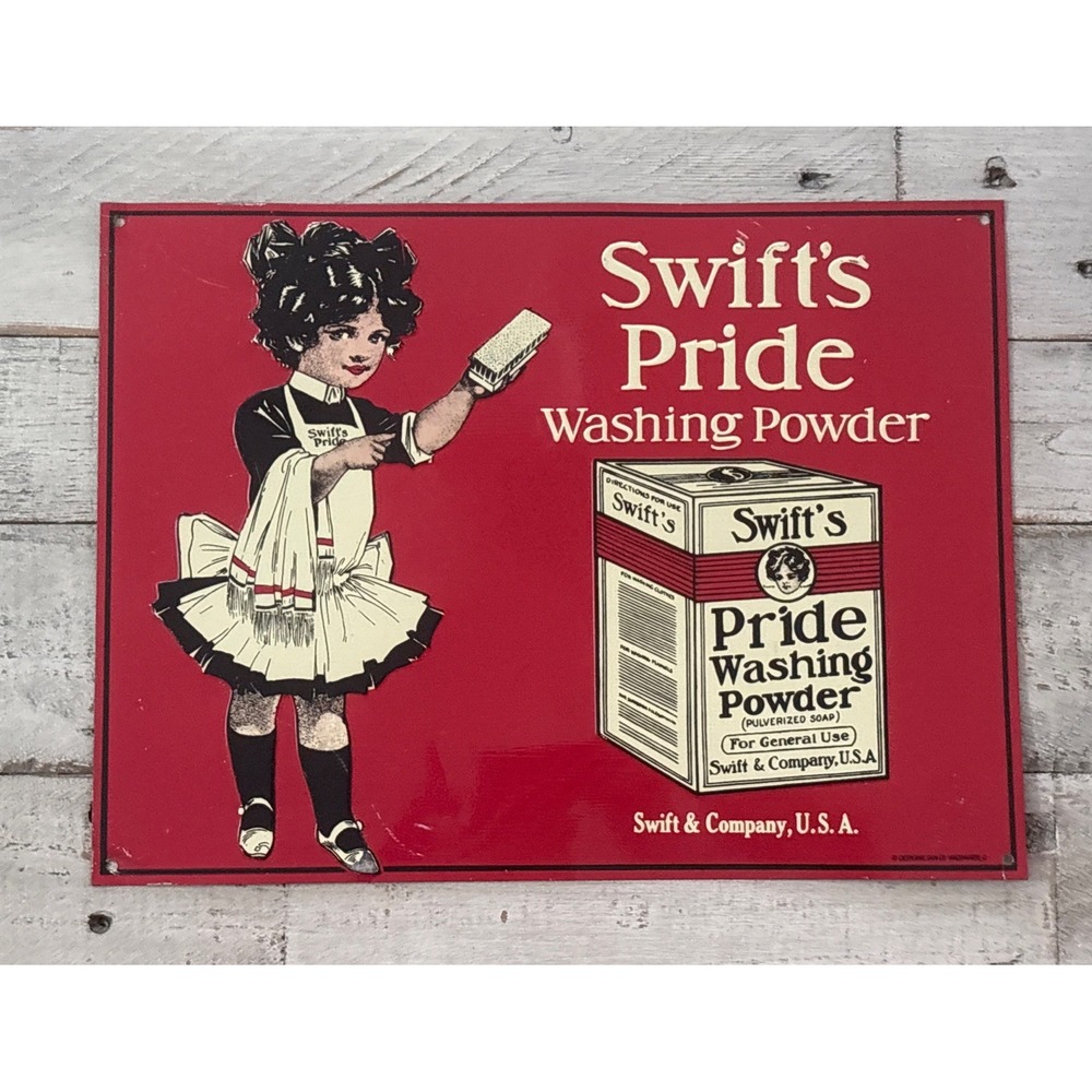 Swift's Pride Washing Powder, Swift‎ Company USA Tin Sign 11 1/2' X 8 1/2'